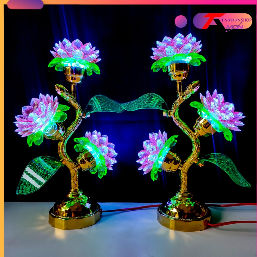 ĐÈN HOA SEN 3 BÔNG NHỰA THÂN CAO 35CM THỜ CÚNG SÁNG NHIỀU MÀU.png